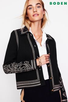 Boden Black Collared Knitted Jacket (AH4351) | kr2 950