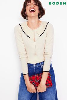 Кремовый - Boden Frill Collared Cardigan (AH4401) | €124