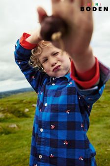 Boden Blue Toadstool Checked Cosy Cotton Shirt (AH4716) | HK$298 - HK$360