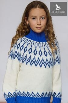 כחול  - The Little Tailor Kids Diamond Fairisle Knitted Christmas Jumper (AH6070) | ‏211 ‏₪