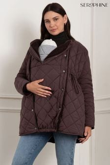 Seraphine Maternity Borg Line Reversible Brown Jacket (AH6369) | $238