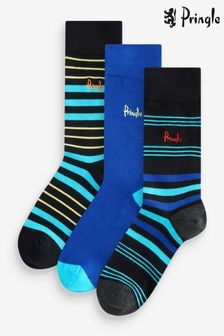 Pringle Black Fashion Multi Stripe Crew Socks 3 pack (AH6489) | $24