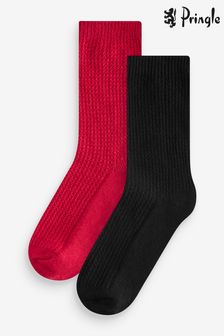 Pringle Red Textured Knit Boot Socks 2 pack (AH6517) | $22