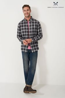 Crew Clothing Company Grey Watch Check Flannel 100% Cotton Shirt (AH6644) | €76