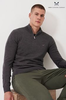 Crew Clothing Company Blue Merino Quarter Zip Knit Jumper (AH6650) | €136