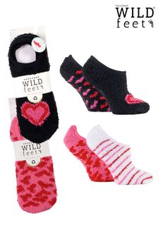 Розовый - Wild Feet Fluffy Cosy Peds Socks With Non Slip Grip Pack 4 (AH6783) | €21