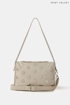 Mint Velvet Cream Leather Studded 100% Cotton Bag (AH7081) | $240