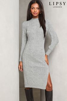 ed - Lipsy Longline Side Split Cable Knitted Dress (AH8232) | 2 140 K