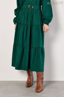 Apricot Green Ring Belt Tiered Boho Skirt (AJ0154) | ￥7,690