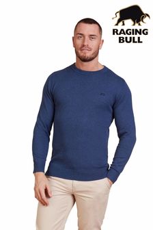 Raging Bull Blue Classic Crew Neck Knit Jumper (AJ0156) | $137 - $154