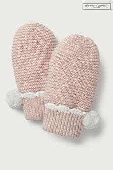 The White Company Pink Organic Cotton Pom Mittens (AJ0374) | OMR8