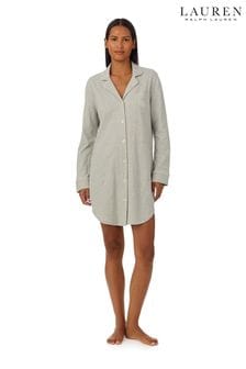 Lauren Ralph Lauren Grey 100% Cotton Herringbone Knit Sleepshirt (AJ0539) | €138