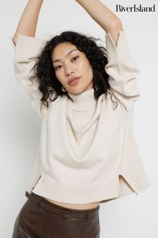 River Island Cream High Neck Jumper (AJ3455) | $60