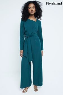 River Island Green Tailored Wrap Front Jumpsuit (AJ3553) | kr1 370