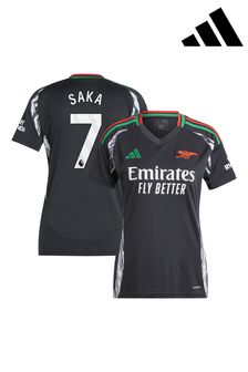 adidas Black Saka - 7 Womens Arsenal Away 2024-25 Shirt With Odegaard 8 Printing (AJ4081) | 606 SAR