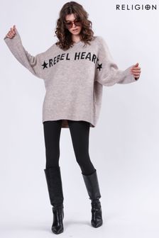 Religion Oversized Rebel Heart Jumper With Stars (AJ4660) | 130 €