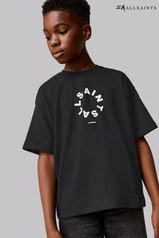 smALLSAINTS Black Tierra Oversized Crew Logo 100% Cotton T-Shirt (AJ5286) | $38 - $45