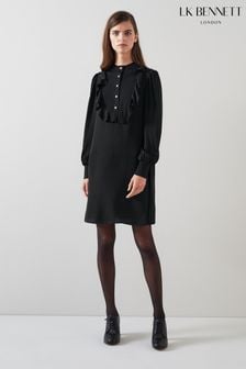 LK Bennett Black Daisy Crepe Dress With Knit Trim (AJ5469) | €484