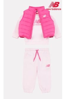 New Balance Baby Girls Sweatshirt Joggers & Gilet Set (AJ6428) | €94