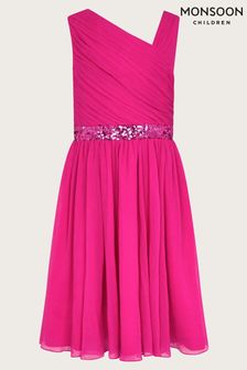Monsoon pink dress girl cheap