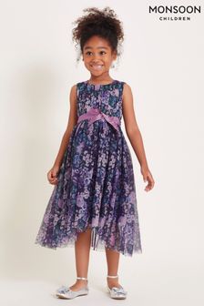 Girls Dresses Purple Pleated Floral Next Gibraltar