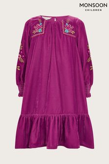 Monsoon Purple Embroidered Velvet Tunic Dress (AJ7125) | HK$411 - HK$463