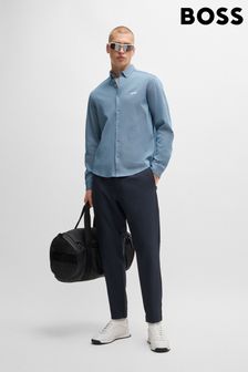 BOSS Blue Regular Fit In Anti Wrinkle 100% Cotton Shirt (AJ7336) | ￥23,480