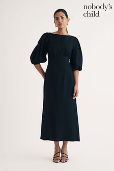 Nobodys Child Black Hannah Plain Midaxi Dress (AJ8406) | $206