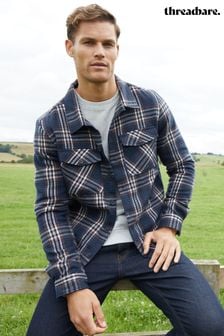 Threadbare Blue Chrome Brushed Check Shacket (AJ8428) | $51