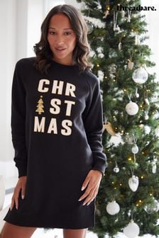 Threadbare Black Christmas Slogan Longline Sweatshirt (AJ9532) | 150 zł