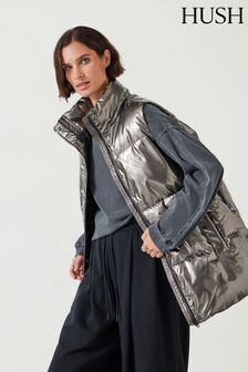 Womens silver puffer vest best sale