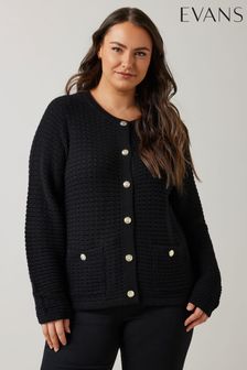 Evans Button Detail Black Cardigan (AK1952) | €48