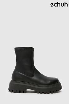 Women s Schuh Black Chunky Flat Boots Next Luxembourg