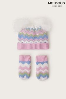 Monsoon Baby Sara Zig-zag Beanie And Mittens Set (AK3210) | ‏96 ‏₪