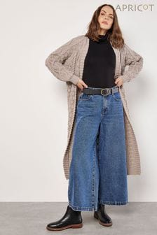 Apricot Natural Cable Knit Open Midi Cardigan (AK3507) | $91