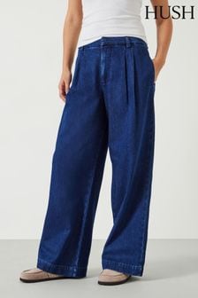 Hush Blue Lya Pleated Wide Leg Jeans (AK3542) | CA$257