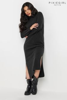 PixieGirl Petite Black Premium Roll Neck Dress (AK3846) | $67