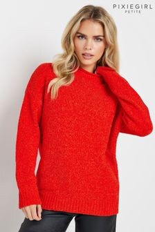 أحمر - Pixiegirl Petite Chenille High Neck Jumper (AK4042) | ‏217 ر.س.‏