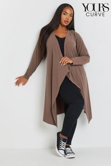 Brun - Yours Curve Waterfall Midaxi Cardigan (AK4248) | kr610