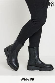 Yours Curve Black Extra Wide Fit Extra Wide Fit Chunky Wedge Chelsea Boots (AK4259) | $86