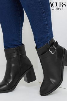 črna - Yours Curve Extra Wide Fit Buckle Block Boots (AK4280) | €57