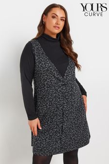 Yours Curve Grey Button Down Pinafore Dress (AK4487) | €39