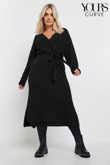 Yours Curve Black Wrap Jumper Dress (AK4489) | 2,463 UAH