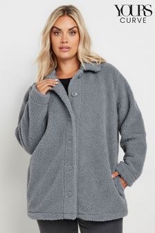 Yours Curve Grey Borg Teddy Fleece Jacket (AK4526) | $53