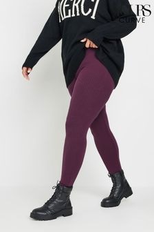 Yours Curve Purple Ribbed Leggings (AK4573) | $34