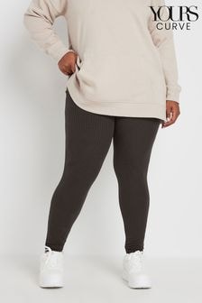 Yours Curve Brown Ribbed Leggings (AK4582) | $34