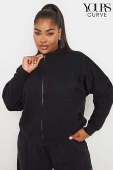 Yours Curve Black Oversized Sweat Bomber Jacket (AK4584) | kr570