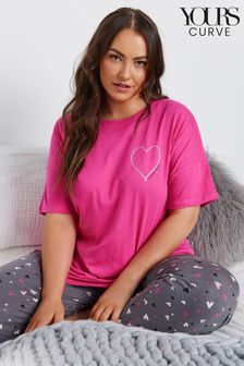 Yours Curve 100% Cotton Embroidered Heart Sleeptee Top (AK4619) | 24 €