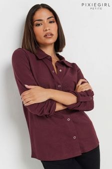 PixieGirl Petite Red 100% Cotton Turn Back Cuff Shirt (AK6403) | $41