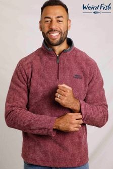 Weird Fish Red Newark Eco Quarter Zip Grid Fleece (AK7818) | $94